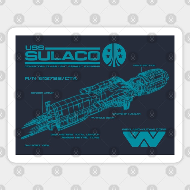 Sulaco Schematics BL Sticker by PopCultureShirts